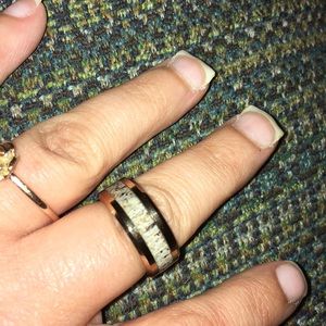 Unisex rose gold & antler ring